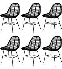 Esszimmerstühle 6 Stk. Schwarz Natur Rattan