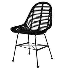 Esszimmerstühle 6 Stk. Schwarz Natur Rattan