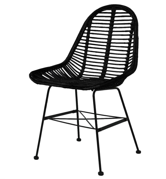 Esszimmerstühle 6 Stk. Schwarz Natur Rattan
