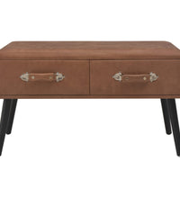 Couchtisch Dunkelbraun 80x40x46 cm Kunstleder