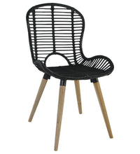 Esszimmerstühle 6 Stk. Natur Rattan Schwarz