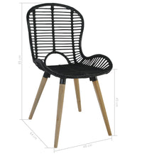Esszimmerstühle 6 Stk. Natur Rattan Schwarz