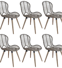 Esszimmerstühle 6 Stk. Natur Rattan Braun