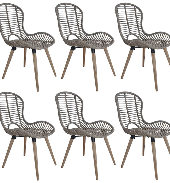 Esszimmerstühle 6 Stk. Natur Rattan Braun