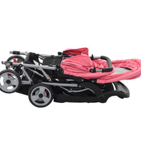 Tandem-Kinderwagen Stahl Rosa und Schwarz