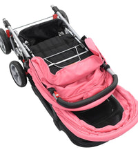 Tandem-Kinderwagen Stahl Rosa und Schwarz