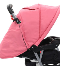 Tandem-Kinderwagen Stahl Rosa und Schwarz