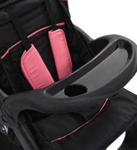 Tandem-Kinderwagen Stahl Rosa und Schwarz