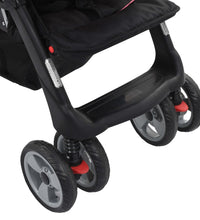 Tandem-Kinderwagen Stahl Rosa und Schwarz