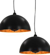 Deckenleuchten 2 Stk. Schwarz und Gold Halbkugelförmig 40cm E27