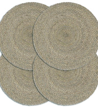 Tischsets 4 Stk. Grau 38 cm Rund Jute