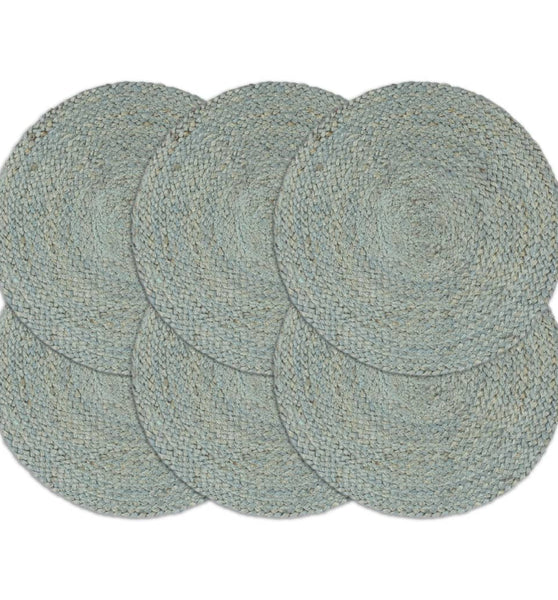 Tischsets 6 Stk. Uni Olivgrün 38 cm Rund Jute