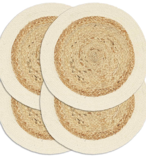 Tischsets 4 Stk. Natur 38 cm Rund Jute und Baumwolle