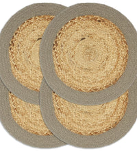 Tischsets 4 Stk. Natur und Grau 38 cm Jute und Baumwolle