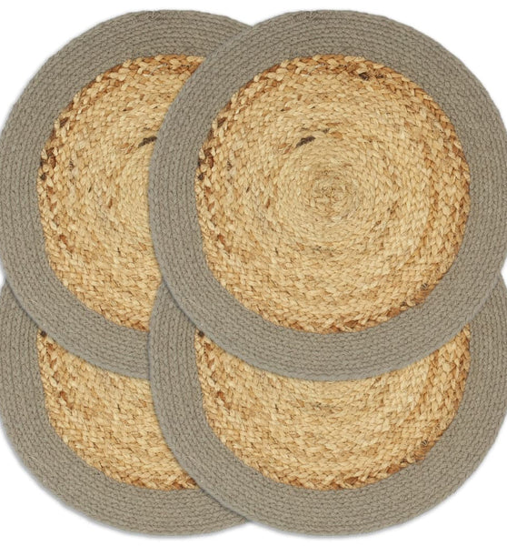 Tischsets 4 Stk. Natur und Grau 38 cm Jute und Baumwolle