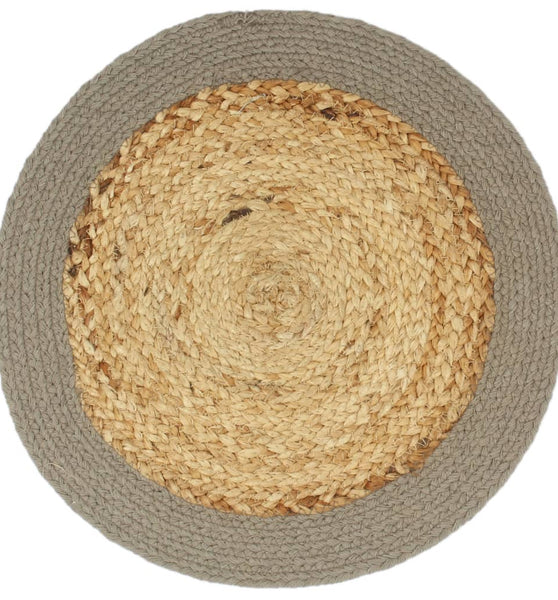 Tischsets 4 Stk. Natur und Grau 38 cm Jute und Baumwolle