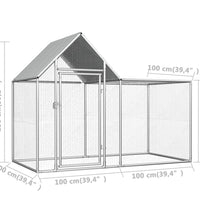 Hühnerstall 2x1x1,5 m Verzinkter Stahl
