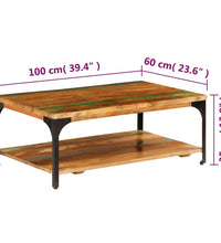 Couchtisch mit Ablage 100x60x35 cm Altholz Massiv