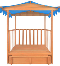Kinderspielhaus mit Sandkasten Tannenholz Blau UV50