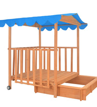 Kinderspielhaus mit Sandkasten Tannenholz Blau UV50