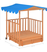 Kinderspielhaus mit Sandkasten Tannenholz Blau UV50