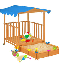 Kinderspielhaus mit Sandkasten Tannenholz Blau UV50