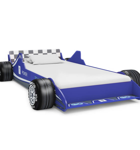 Kinderbett im Rennwagen-Design 90 x 200 cm Blau