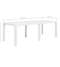 Gartentisch Weiß 220x90x72 cm Kunststoff Rattan-Optik