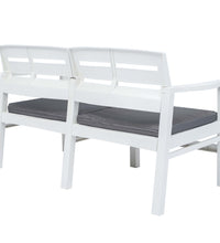 2-Sitzer-Gartenbank mit Kissen Weiß 133 cm Kunststoff