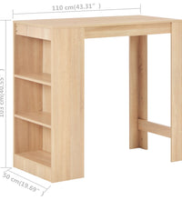 Bartisch mit Regal Eichenbraun 110x50x103 cm