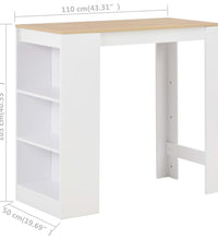 Bartisch mit Regal Weiß 110x50x103 cm