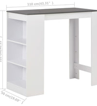 Bartisch mit Regal Weiß 110x50x103 cm