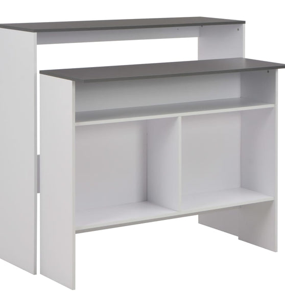 Bartisch mit 2 Tischplatten Weiß und Grau 130 x 40 x 120 cm