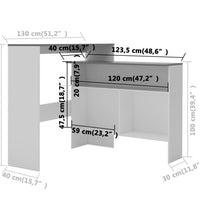 Bartisch mit 2 Tischplatten Weiß und Grau 130 x 40 x 120 cm