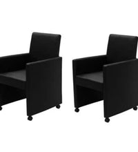 Esszimmerstühle 2 Stk. Schwarz Kunstleder