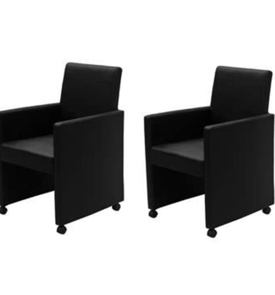 Esszimmerstühle 2 Stk. Schwarz Kunstleder