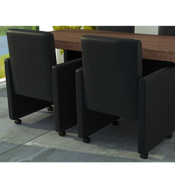 Esszimmerstühle 2 Stk. Schwarz Kunstleder