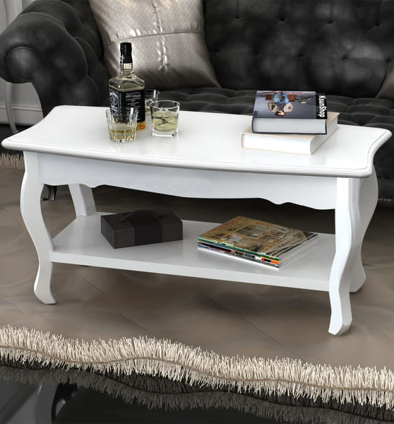 Couchtisch mit Ablage MDF Weiß