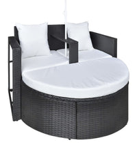 Gartenbett mit Sonnenschirm Braun Poly Rattan