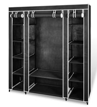 Stoffschrank mit Fächern Kleiderstangen 45×150×176 cm Schwarz