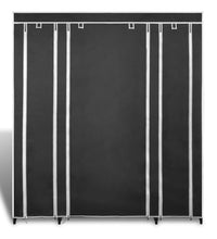 Stoffschrank mit Fächern Kleiderstangen 45×150×176 cm Schwarz