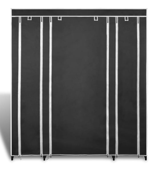 Stoffschrank mit Fächern Kleiderstangen 45×150×176 cm Schwarz