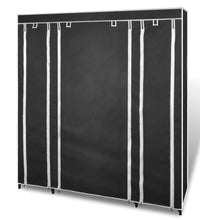 Stoffschrank mit Fächern Kleiderstangen 45×150×176 cm Schwarz