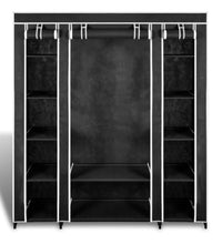 Stoffschrank mit Fächern Kleiderstangen 45×150×176 cm Schwarz