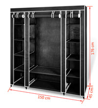 Stoffschrank mit Fächern Kleiderstangen 45×150×176 cm Schwarz