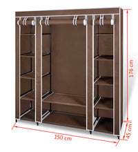 Stoffschrank mit Fächern und Stangen 45×150×176 cm Braun