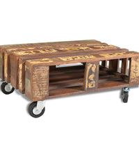 Couchtisch mit 4 Rollen Altholz