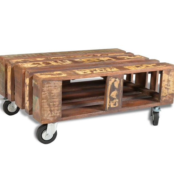 Couchtisch mit 4 Rollen Altholz