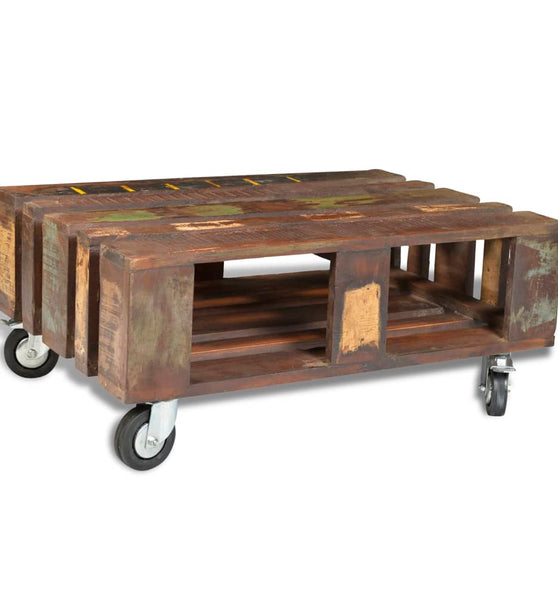 Couchtisch mit 4 Rollen Altholz
