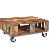 Couchtisch mit 4 Rollen Altholz